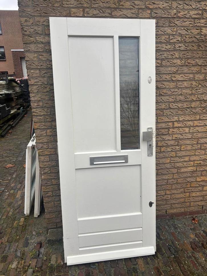 Voordeur met brievenbus en dubbel glas 200 x 83, Doe-het-zelf en Verbouw, Deuren en Horren, Gebruikt, Buitendeur, 200 tot 215 cm