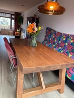 Tafel handgemaakt van Siberisch lariks in Skylt lak, Ophalen, Gebruikt, 200 cm of meer, 50 tot 100 cm