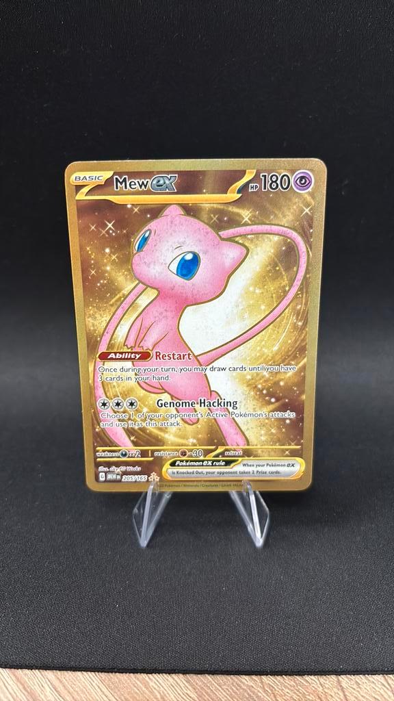 Mew EX 205/165 - MEW 151 - Gouden Pokemon kaart, Hobby en Vrije tijd, Verzamelkaartspellen | Pokémon, Zo goed als nieuw, Ophalen of Verzenden