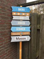 Geboortebord Pijlenbord Wegwijzerbord jongen huur huren, Kinderen en Baby's, Kraamcadeaus en Geboorteborden, Ophalen, Zo goed als nieuw