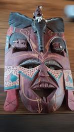 Decoratief vintage houten wandmasker gezicht, Ophalen of Verzenden