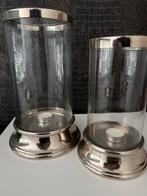 Waxinelichthouders / Kaarsenlichten zilver met glas te koop, Ophalen, Overige materialen, Zo goed als nieuw, Kandelaar