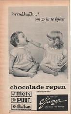 Retro reclame 1963 Jamin chocolade repen twee meisjes, Verzenden, Overige typen