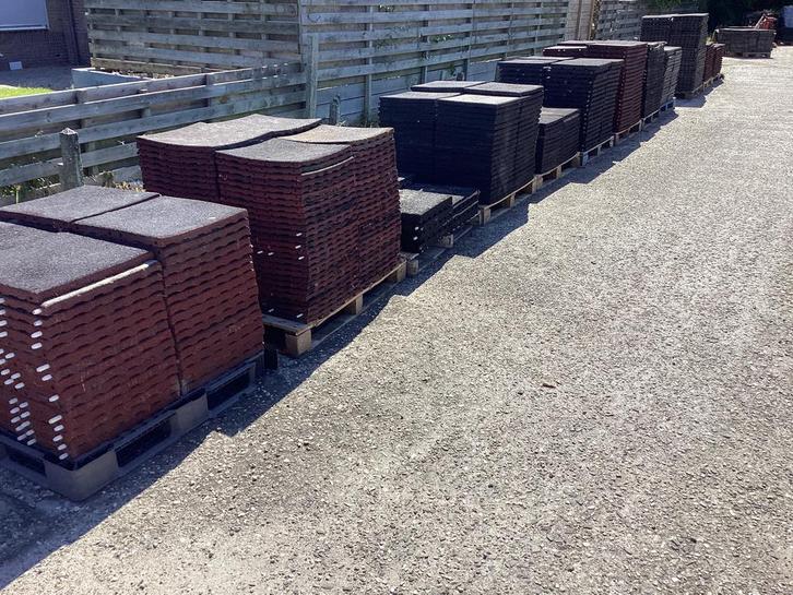 Rubberen tegels / Rubbertegels / Speeltegels, Tuin en Terras, Tegels en Klinkers, Zo goed als nieuw, Overige typen, Rubber, Ophalen