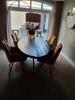 4 Velvet Eetkamerstoelen  kleur okergeel, Huis en Inrichting, Ophalen, Zo goed als nieuw, Overige kleuren, Vijf, Zes of meer stoelen