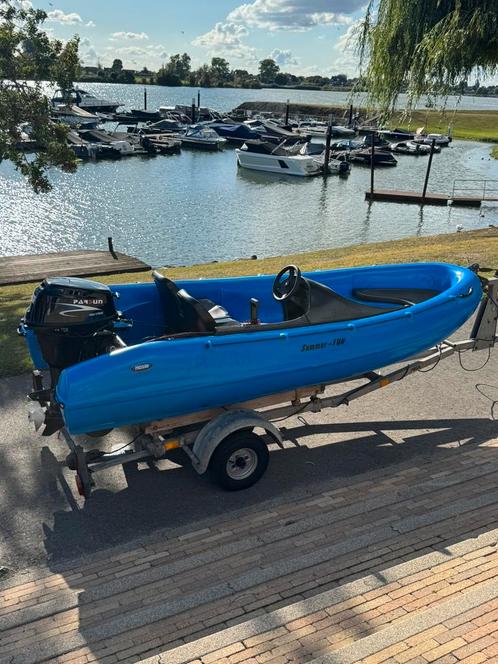 Summer-fun 365 parsun 20pk 4 takt bwj 023 en pega trailer!, Watersport en Boten, Vis- en Consoleboten, Zo goed als nieuw, 10 tot 30 pk