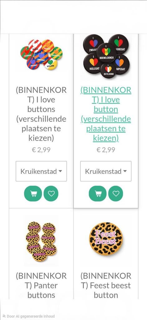 Carnavals button, Tickets en Kaartjes, Eén persoon, Cadeaubon
