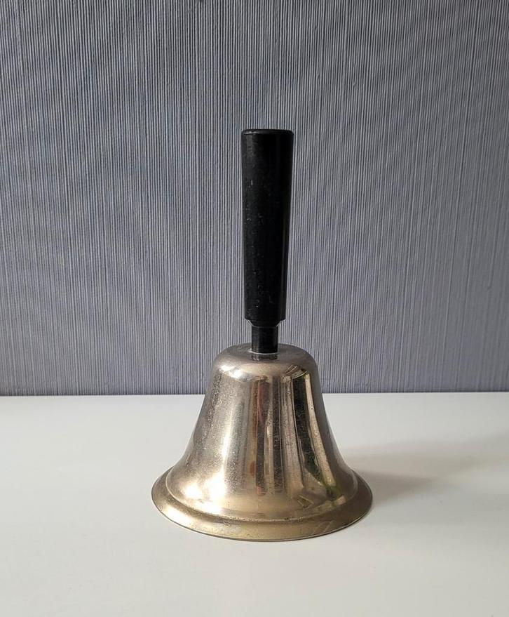 Oude verchroomde tafelbel met zwart handvat, Antiek en Kunst, Curiosa en Brocante, Ophalen of Verzenden