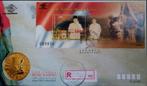 Indonesië 2001 FDC met Minisheet en penning voor Soekarno, Ophalen of Verzenden, Gestempeld, Zuidoost-Azië