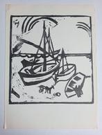 Houtsnede prent met boten, Antiek en Kunst, Ophalen of Verzenden