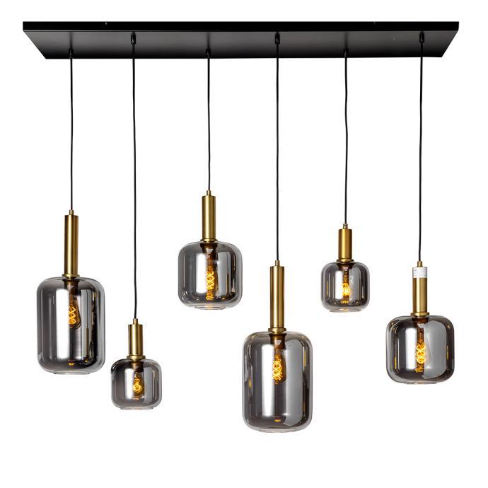 Eettafellamp Liese 6-lichts (Lucide), Huis en Inrichting, Lampen | Hanglampen, Zo goed als nieuw, 75 cm of meer, Glas, Ophalen