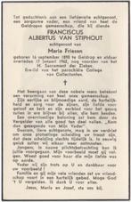 Franciscus van Stiphout 1890 Geldrop + 1962 Geldrop, 71 jaar, Verzenden