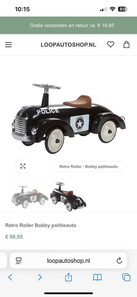 Retro Roller Bobby Politieauto Loopauto, Kinderen en Baby's, Speelgoed | Buiten | Voertuigen en Loopfietsen, Gebruikt, Loopvoertuig