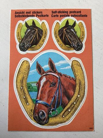 Ansichtkaart met stickers paarden (introduct) beschikbaar voor biedingen
