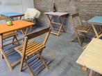 IBIZA !!! partij retro vintage houten KLAPTAFELS  horeca, Ophalen of Verzenden, Rechthoekig, Retro / vintage