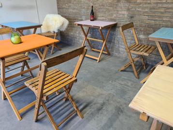 IBIZA !!! partij retro vintage houten KLAPTAFELS  horeca beschikbaar voor biedingen