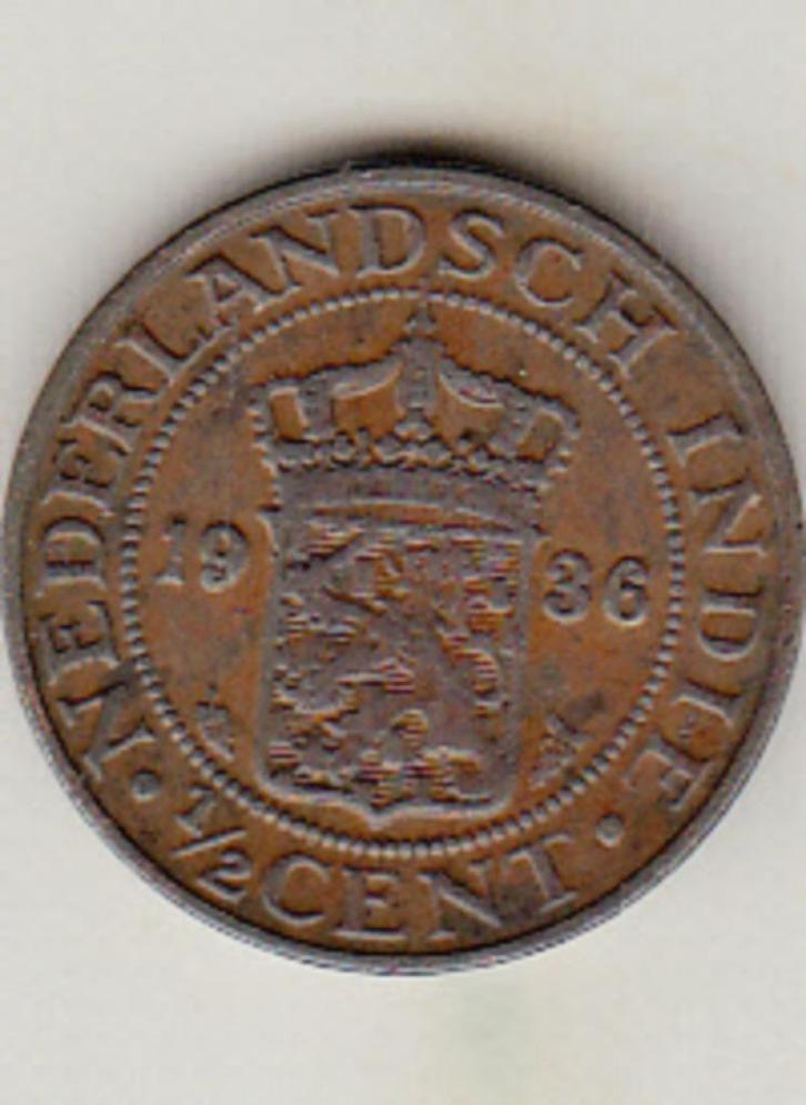 Ned. Indië - 1/2 cent 1936 - KM#314.2, Postzegels en Munten, Munten | Nederland, Overige waardes, Koningin Wilhelmina, Verzenden