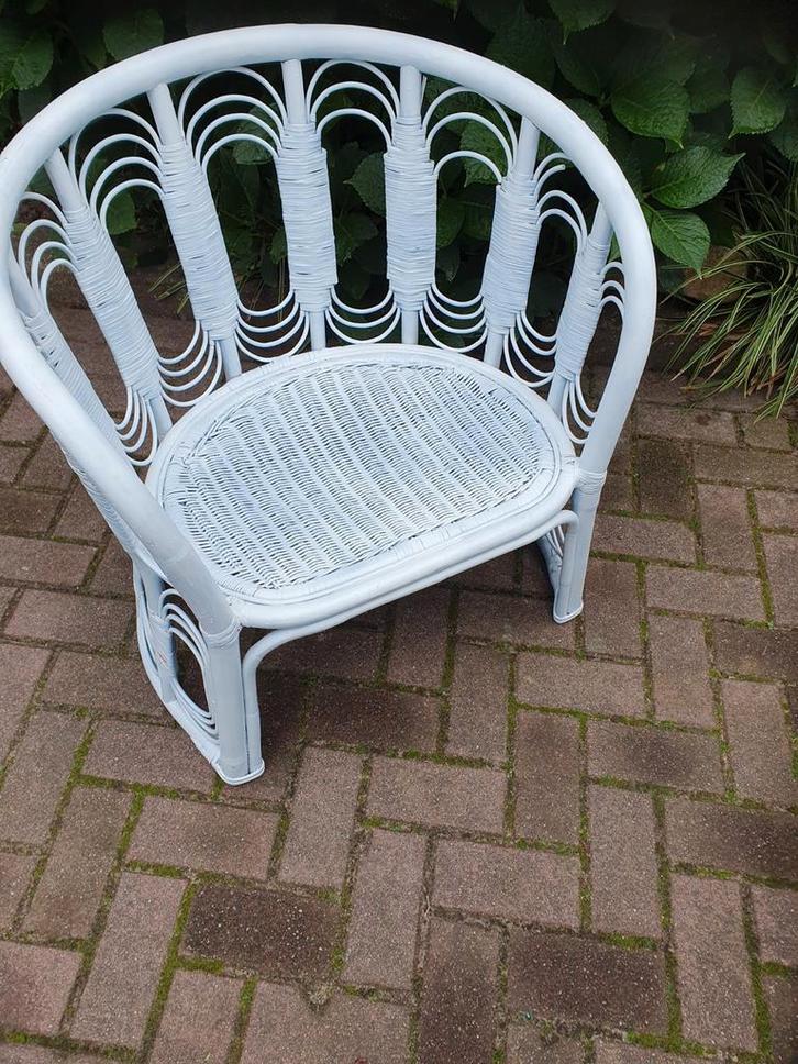 Rieten stoel/retro stoel/hout met bamboe stoel, Antiek en Kunst, Antiek | Meubels | Stoelen en Banken, Ophalen