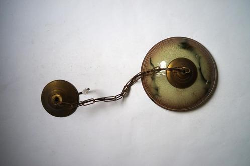 art deco hanglamp structuur glas messing ketting goud, Huis en Inrichting, Lampen | Hanglampen, Gebruikt, 50 tot 75 cm, Glas, Kunststof