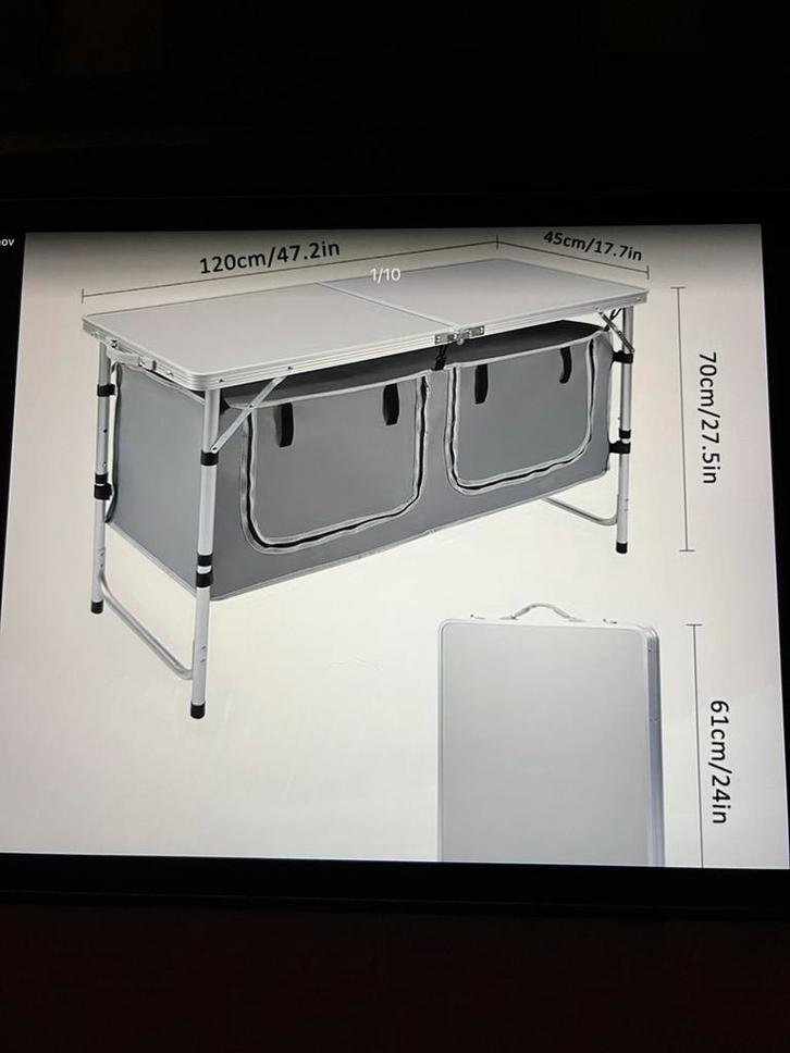 Draagbare Aluminium Campingtafel - In Hoogte Verstelbaar, Caravans en Kamperen, Kampeermeubelen, Gebruikt, Campingtafel, Ophalen of Verzenden