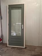 Hardhouten buitendeur achter/schuurdeur met kozijn, Ophalen, 200 tot 215 cm, Glas, Buitendeur