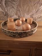 Te koop mozaieke dienblad  inclusief kaarsen, Huis en Inrichting, Woonaccessoires | Dienbladen, Ophalen, Rond, Metaal
