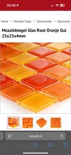 Glas Mozaïektegel oranje geel rood 25x25x4mm, Ophalen, Overige materialen, Wandtegels, Nieuw