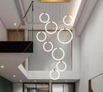 Luxe LED Moderne Trap Hanglamp Dimbaar 9-Ringen Kroonluchter, Huis en Inrichting, Lampen | Kroonluchters, Nieuw, Ophalen of Verzenden