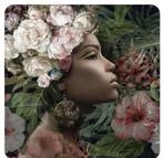 Glazen Schilderij: Vrouw met Bloemen, Huis en Inrichting, Woonaccessoires | Schilderijen, Tekeningen en Foto's, Ophalen of Verzenden
