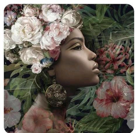 Glazen Schilderij: Vrouw met Bloemen, Huis en Inrichting, Woonaccessoires | Schilderijen, Tekeningen en Foto's, Ophalen of Verzenden