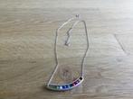 Fijne ketting met balkje gekleurde bolletjes. Zilver, Ophalen of Verzenden, Zo goed als nieuw, Zilver