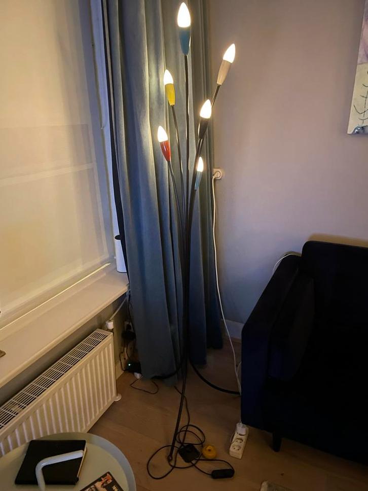 Vintage Staande Lamp jaren 60, 6-arms, tripod, Huis en Inrichting, Lampen | Vloerlampen, Gebruikt, 150 tot 200 cm, Metaal, Ophalen of Verzenden
