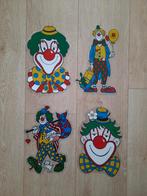 4 verschillende clowns retro vintage circus carnaval, Carnaval, Versiering, Ophalen of Verzenden, Zo goed als nieuw