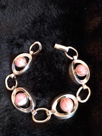 Vintage zilveren armband met rhodochrosiet  beschikbaar voor biedingen