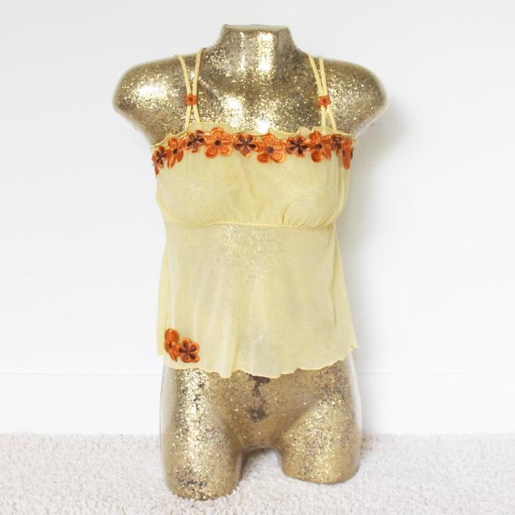 Super Leuk Topje2 (M) € 15,-, Kleding | Dames, Tops, Zo goed als nieuw, Maat 38/40 (M), Geel, Zonder mouw, Ophalen of Verzenden