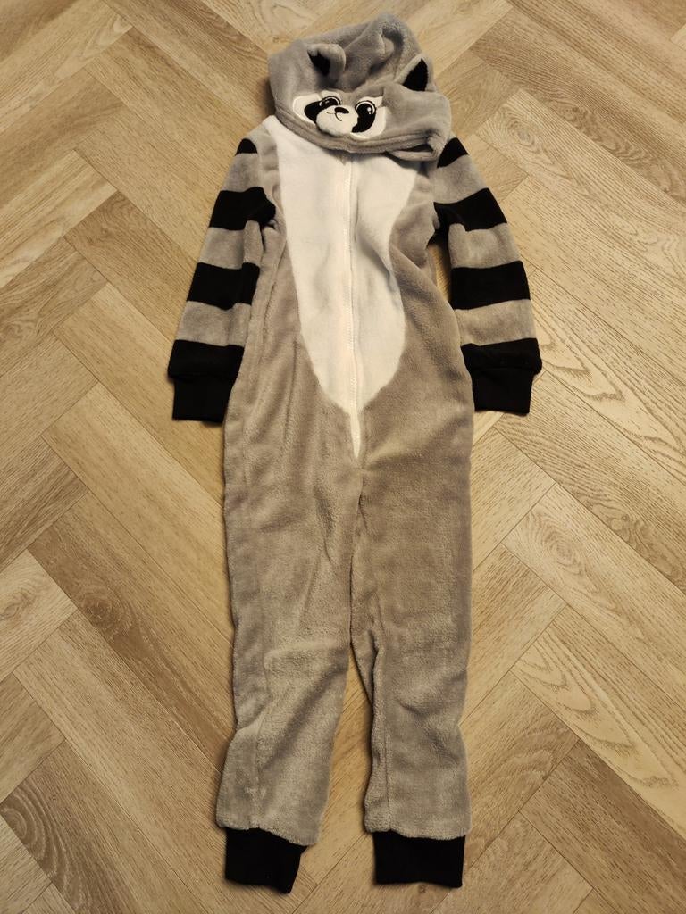 Wasbeer onesie maat 98-104 – carnaval & chillpak kind, Ophalen of Verzenden, Zo goed als nieuw, 104 of kleiner, Jongen of Meisje