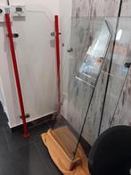 Glazen panelen met rode steunen, Doe-het-zelf en Verbouw, Glas en Ramen, Gebruikt, Minder dan 80 cm, 120 tot 160 cm, Ophalen of Verzenden