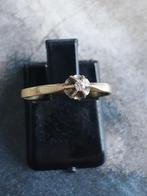 14 karaat gouden ring met diamant, Verzenden, Dame, Goud, Kleiner dan 17