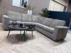 UMIX Ribstof Hoekbank - Taupe / Beige - 252 x 237, Huis en Inrichting, Banken | Bankstellen, Ophalen, 250 tot 300 cm, Hoekbank