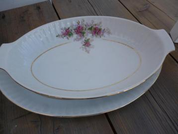 Brocante schaal roze roosjes beschikbaar voor biedingen