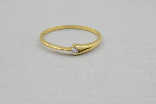 14 karaat gouden ring met Diamant 1061-G, Sieraden, Tassen en Uiterlijk, Ringen, Gebruikt, Dame, 17 tot 18, Goud, Goud, Met edelsteen
