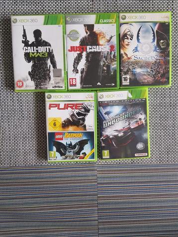6x Xbox 360 spellen Call of Duty,Just Cause,Lego,Batman beschikbaar voor biedingen