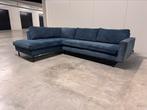 Prachtige Hoekbank Ribstof Blauw GRATIS BEZORGING, Ophalen, Gebruikt, Hoekbank, Stof