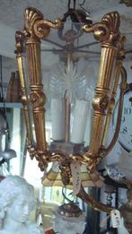 hal lantaarn brons met geslepen glas, Antiek en Kunst, Ophalen