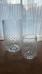 Set van 2 glazen vazen met bubbeleffect, Overige kleuren, Ophalen of Verzenden, Minder dan 50 cm, Glas