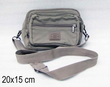 Kleine schoudertas, 20x15 cm, 4 vakken, khaki beschikbaar voor biedingen