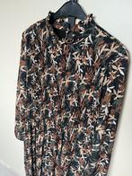 Jurk bladeren patroon bruin cognac zwart legergroen khaki M, Maat 38/40 (M), Bruin, Ophalen of Verzenden, Zo goed als nieuw