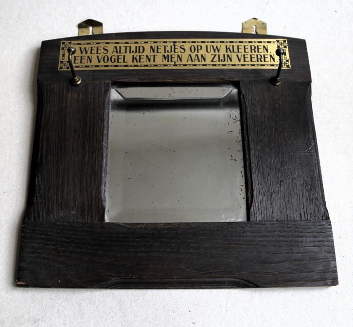 Wees altijd netjes op uw kleeren, antiek spiegeltje jaren 30, Antiek en Kunst, Antiek | Spiegels, Minder dan 50 cm, Minder dan 100 cm