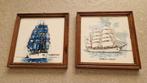 2 oude tegels in lijst zeilschepen, Antiek en Kunst, Antiek | Wandborden en Tegels, Ophalen of Verzenden