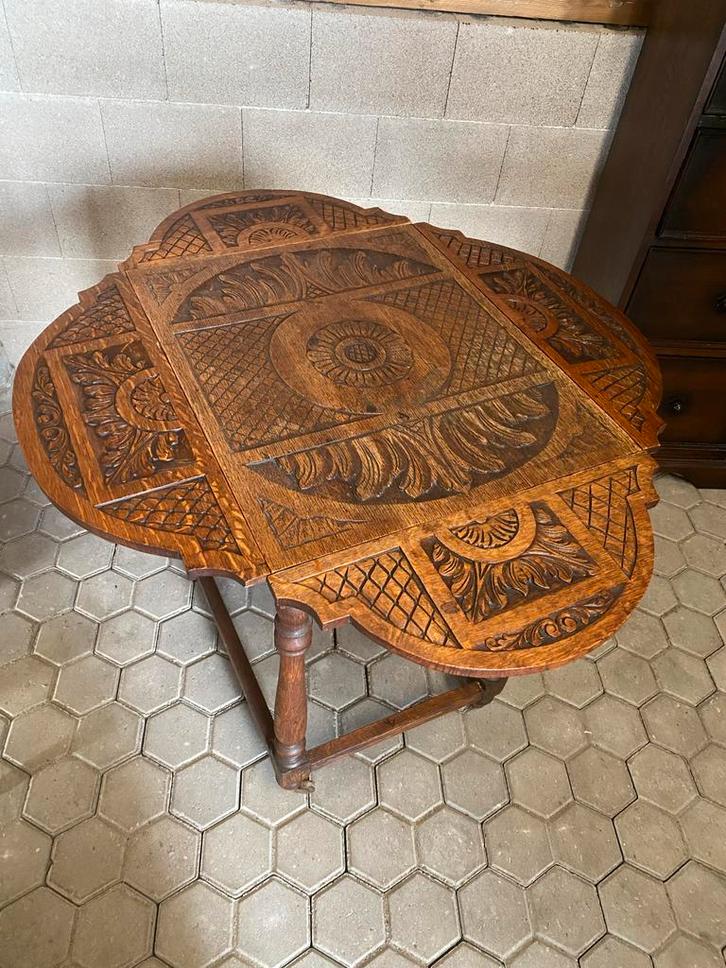 Antieke Mechelse Klaptafel, Huis en Inrichting, Tafels | Eettafels, Gebruikt, 50 tot 100 cm, tot twee personen, Overige vormen